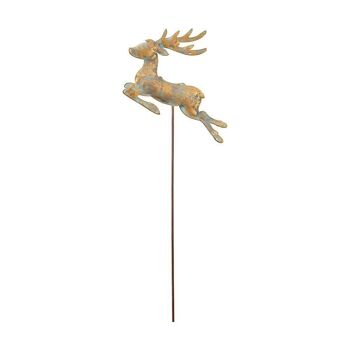 Set de 4 Cerfs métal rouille sur pic  9 x 40 cm  - Décoration de Noël