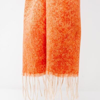 Orange snake print scarf with bangs