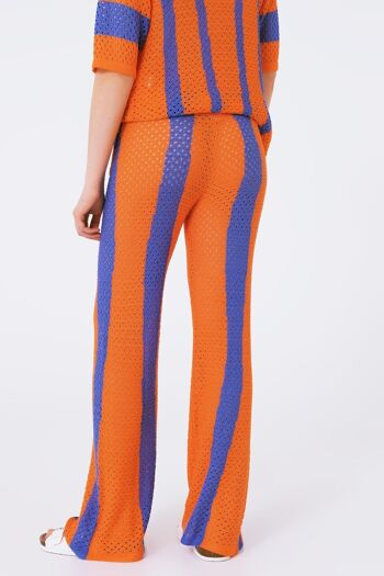 pantalon crochet rayé orange 3