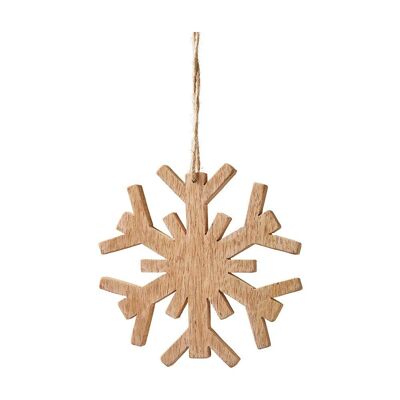 Set mit 2 Schneeflocken aus Holz zum Aufhängen, 15 cm – Weihnachtsdekoration