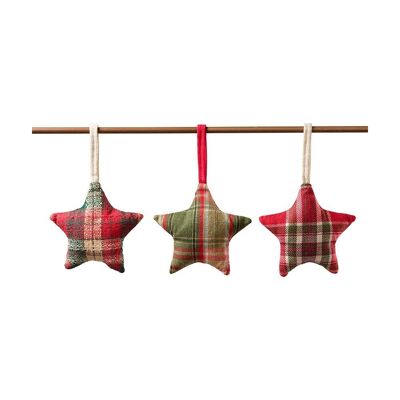 Scottish pattern stars to hang 12 cm x 6 - Christmas decoration