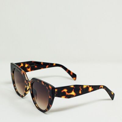 Oversized Cat Eye Sunglasses With Wide Rim in Tortoise Shell