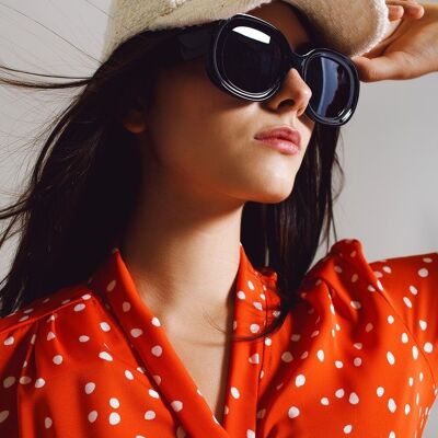 Oversized Circular Sunglasses in Black