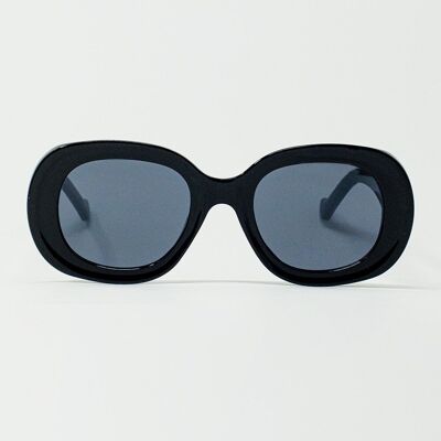 Lunettes de sol circulaires extragrandes en noir