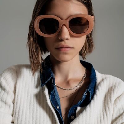 Oversized Circular Sunglasses in brown