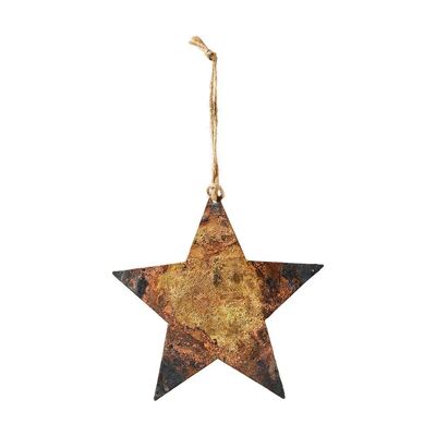 Vintage gold metal star hanging decoration 10 x 10 - Christmas decoration