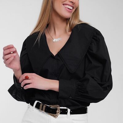 Oversized collared shirt in black