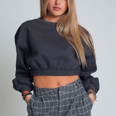 Oversized cropped sweatshirt in dark grey