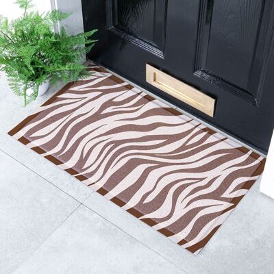 Braune Fußmatte mit Zebramuster für drinnen und draußen – 70 x 40 cm