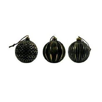 Lot de 6 Boules de noël design  avec motif doré noir 8 cm - Décoration de Noël 1