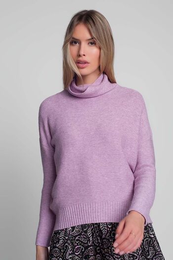 Pull oversize à col bénitier en rose 1