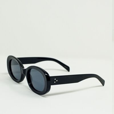 Übergroße ovale Sonnenbrille in Schwarz