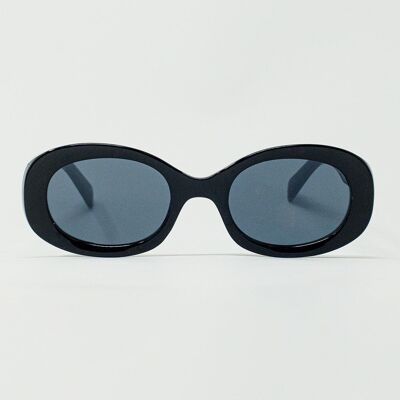 Lunettes de sol ovales extragrandes en noir