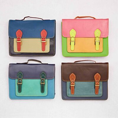 Bolso satchel de piel reciclada multicolor