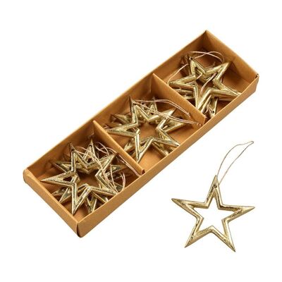 Estrellas de aluminio doradas para colgar 4 cm x 12 - Decoración navideña
