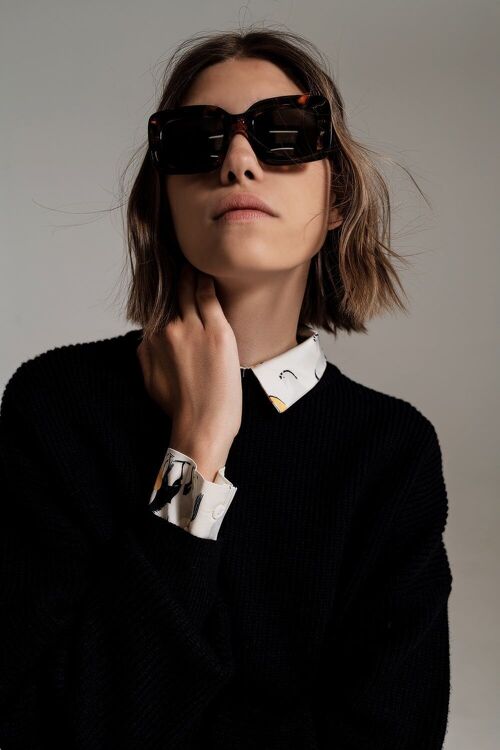 Oversized Rectangular Sunglasses in vintage Tortoise Shell