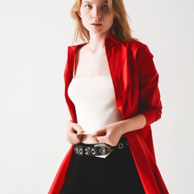 Oversized shirt in bold red