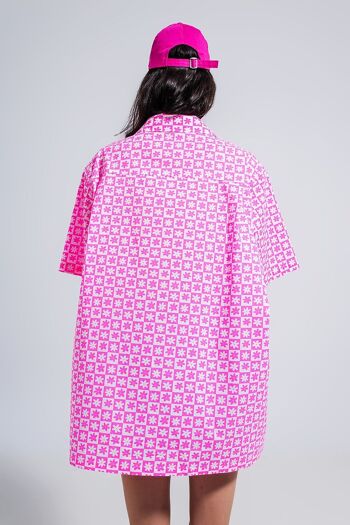 Chemise oversize à manches courtes rose vif 3