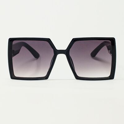 Extragroße quadratische Sonnenbrille in Schwarz