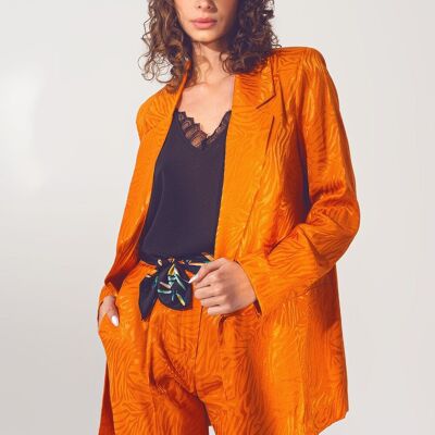 Blazer oversize con stampa zebrata arancione