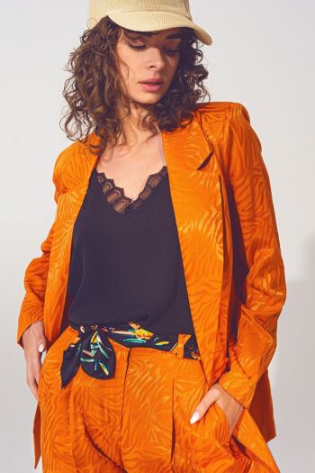 Blazer surdimensionné à imprimé zèbre en orange 4