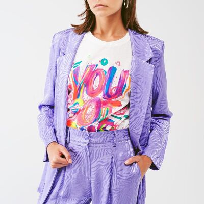 Oversized Zebra Print Blazer in Purple