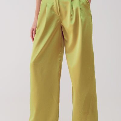 Pantalon palazzo à plis acid lime