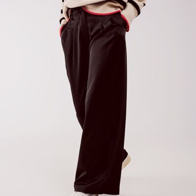Palazzo pleated pants in black