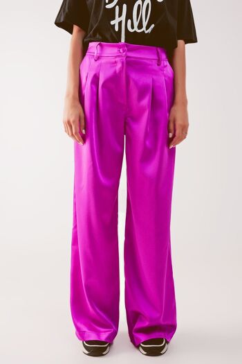 Pantalon plissé palazzo fuchsia 5