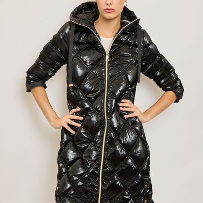 Long quilted down jacket-1819