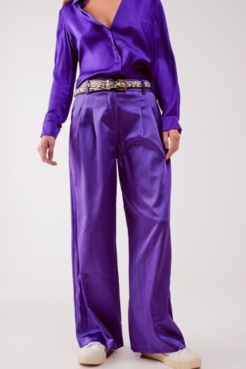 Pantalon plissé palazzo violet 1