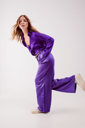 Pantalon plissé palazzo violet 5