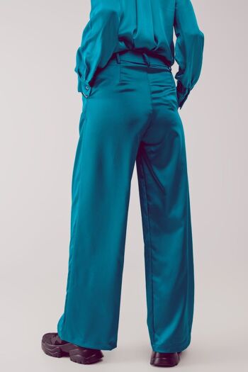 Pantalon plissé palazzo turquoise 4
