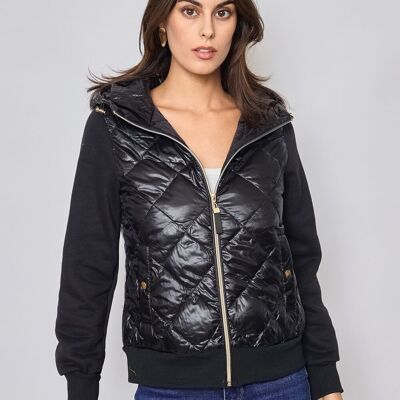 Quilted down jacket with hood-1835