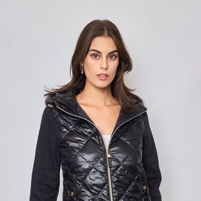 Quilted down jacket with hood-1835