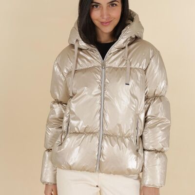 Shiny hooded down jacket-1801