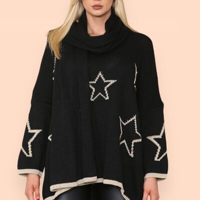 Set aus Pullover und Schal mit glitzernden Sternen