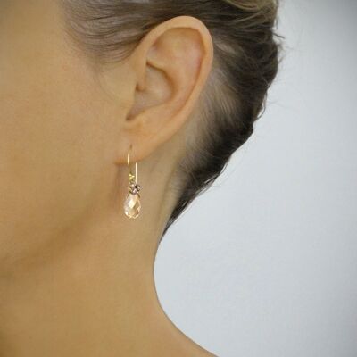 Gold earrings with golden shadow Swarovski drops