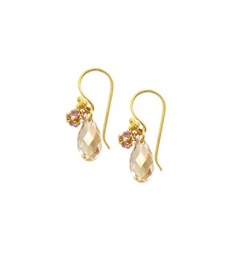 Boucles d'oreilles en or avec gouttes autrichiennes Golden Shadow 2