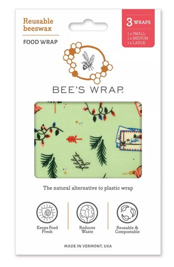 Bee's Wrap - Pack de 3 Buzz de Noël assortis (Noël) 4