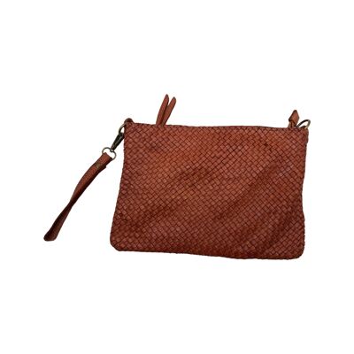 POCHETTE AMELIE IN PELLE LAVATA CAMMELLO