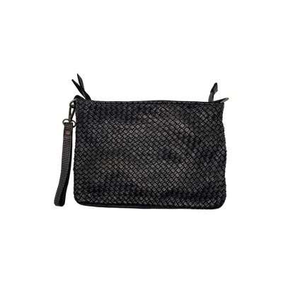 AMELIE BLACK WASHED LEATHER POUCH