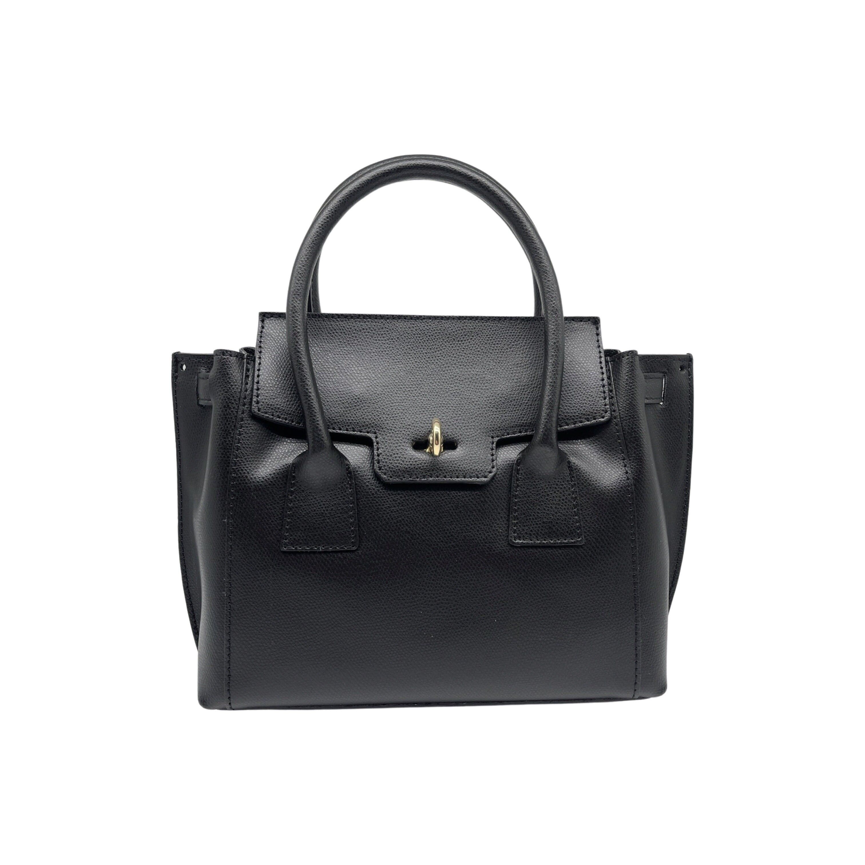 BORSA A MANO IN PELLE SESAMO NERA LIANA