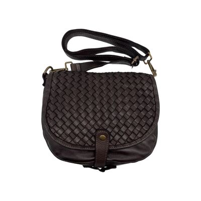 CECILIA BROWN WASHED LEATHER CROSSBODY BAG