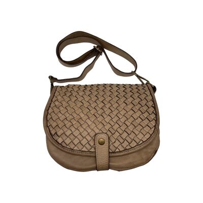 CECILIA TAUPE WASHED LEATHER CROSSBODY BAG