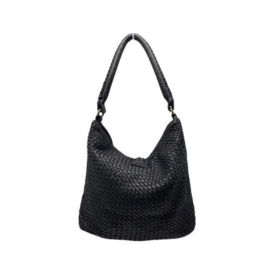 BOLSO BRIGITTE DE PIEL LAVADA NEGRO