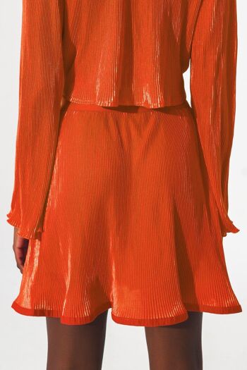 Jupe courte plissée orange 2