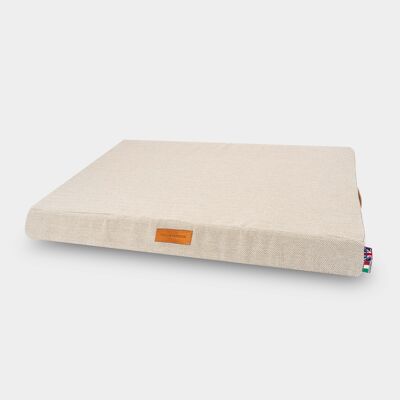 Lit pour chien avec matelas en mousse - Chevrons sable