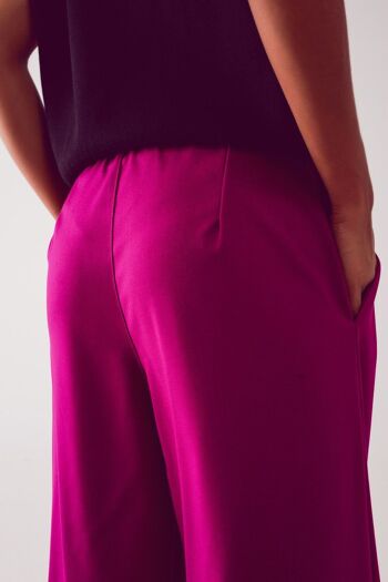 Pantalon large plissé fuchsia 4