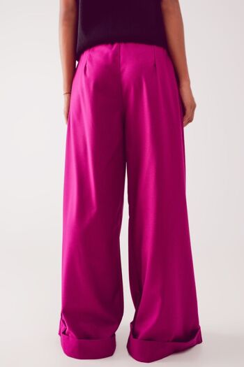 Pantalon large plissé fuchsia 6